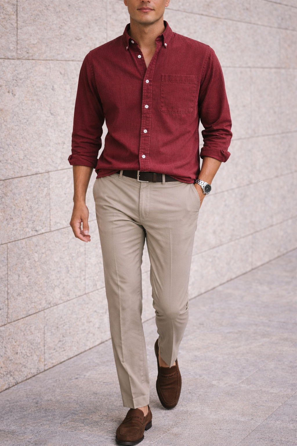 Men's Cotton Button-Down Shirt in Smart Casual Style