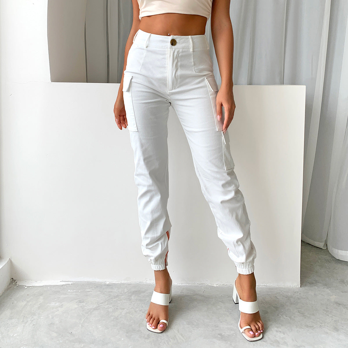 Da Donna Pantaloni Cargo Affusolati con Tasche Vestibilità Utility