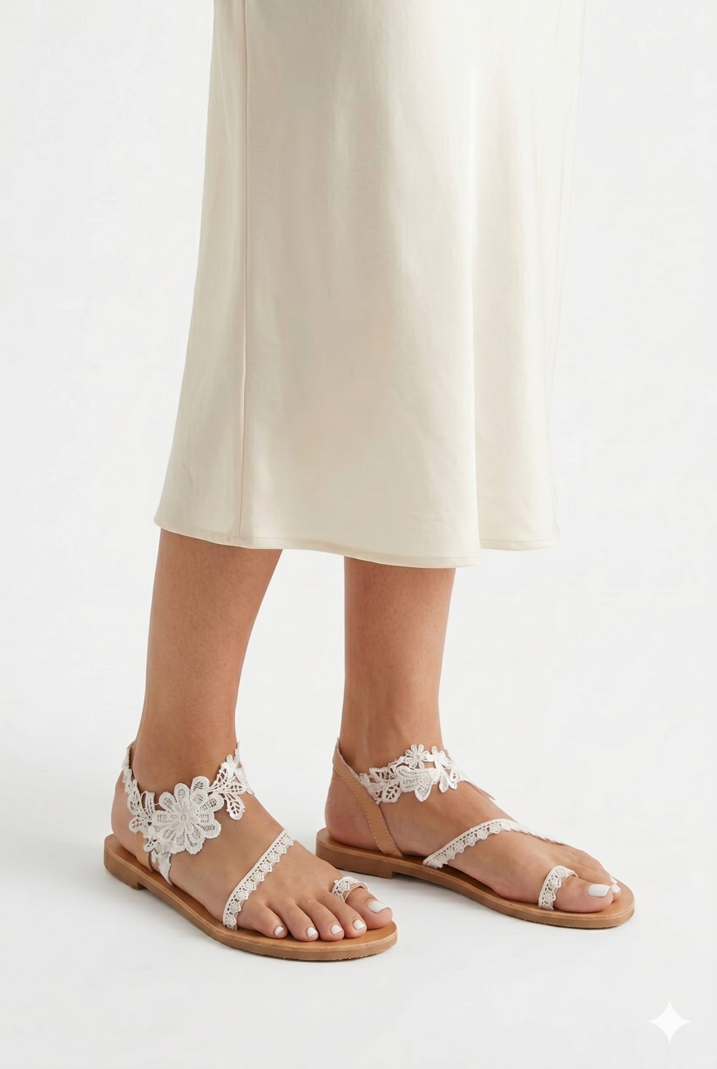 Da Donna Sandali Flat Pizzo Floreale Cinturino Elegante Boho