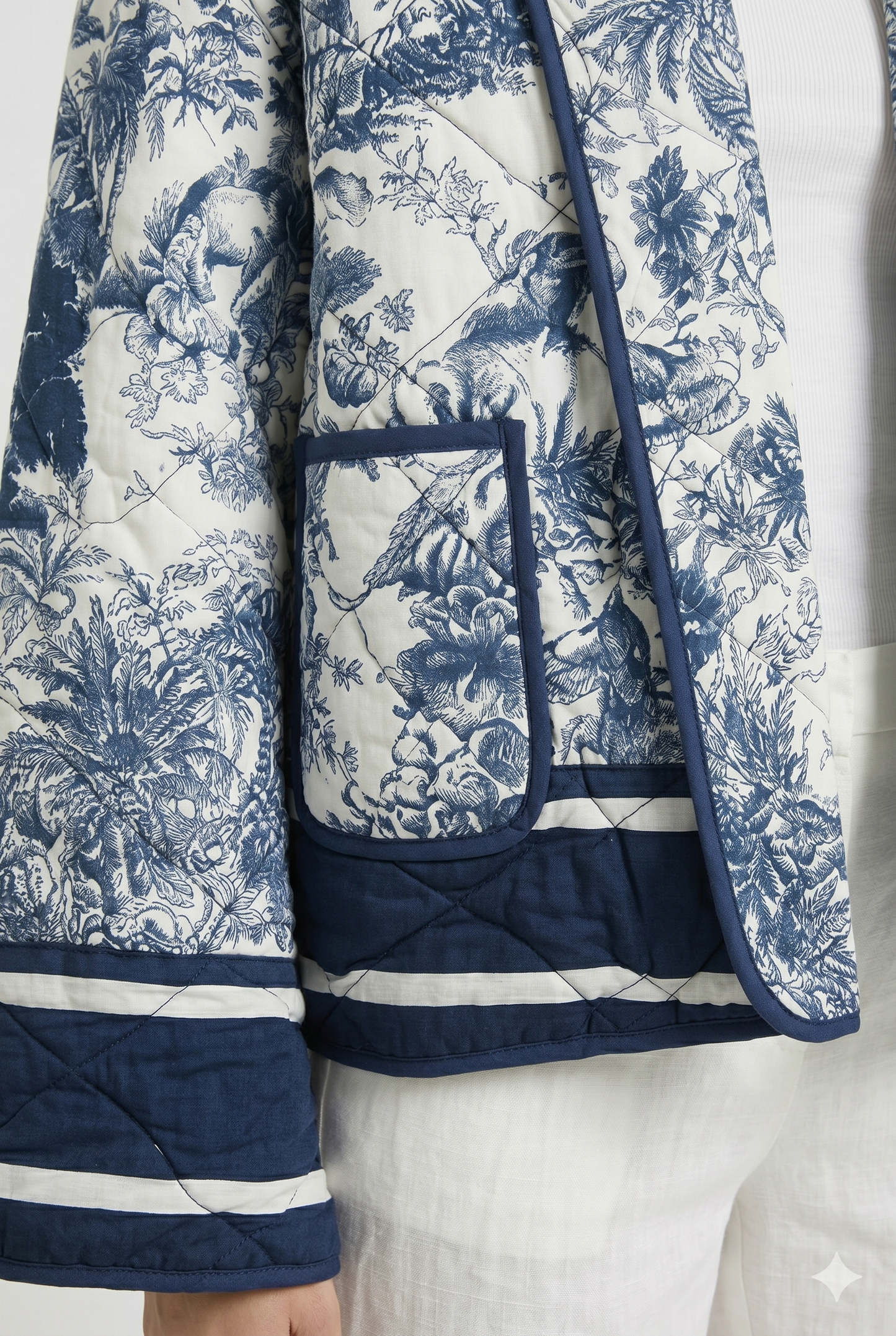 Da Donna Giacca Trapuntata Floreale Strutturata Leggera Elegante