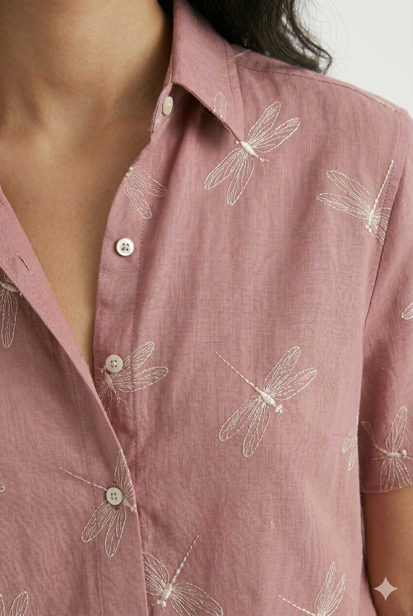 Da Donna Camicia Leggera Manica Corta Stampa Libellule Casual