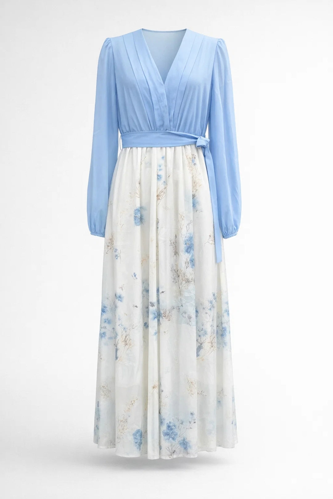 Da Donna Abito Maxi Stampato Scollo V Cintura Annodata