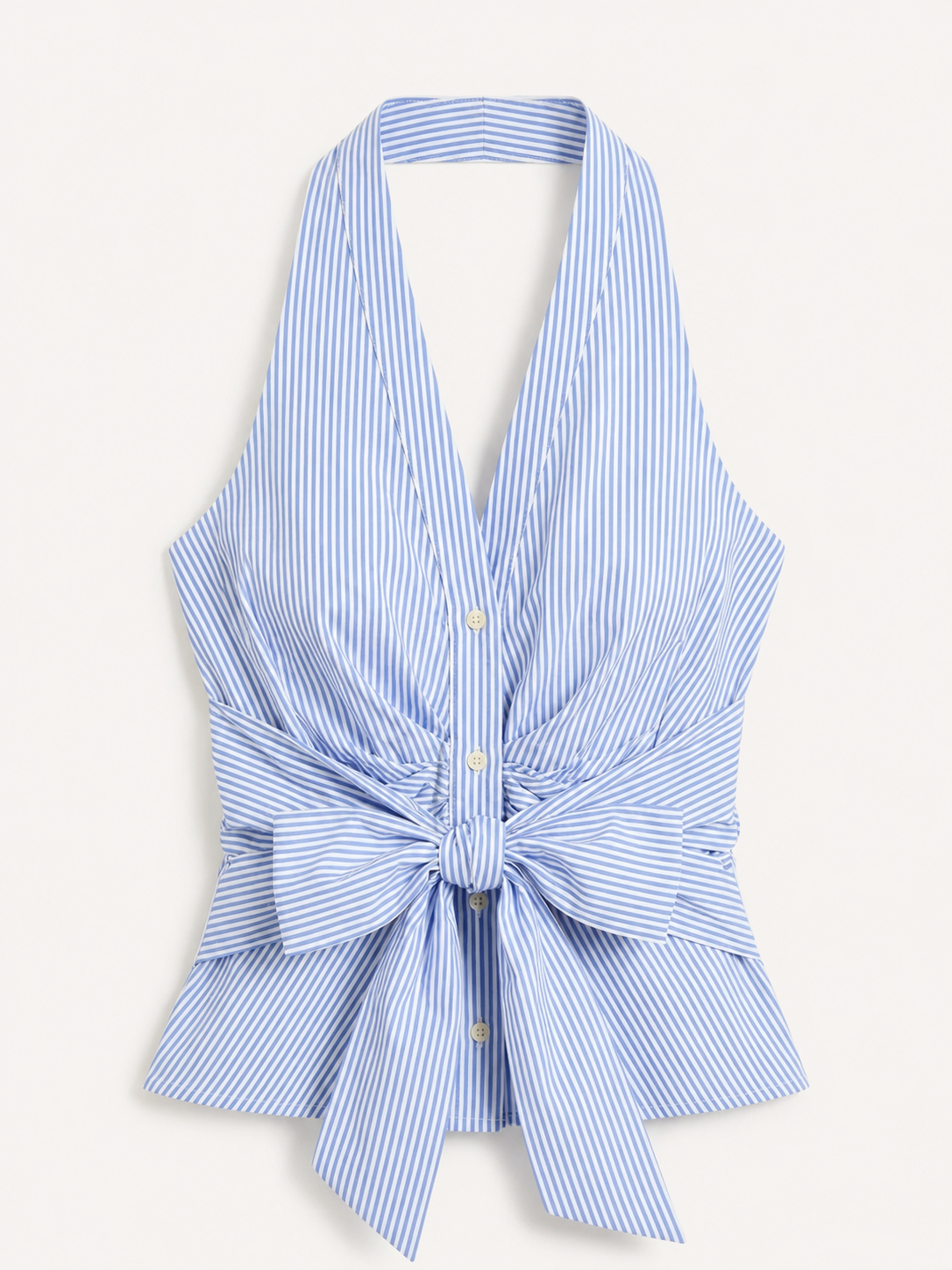 Da Donna Blusa Halter a Righe con Nodo Frontale