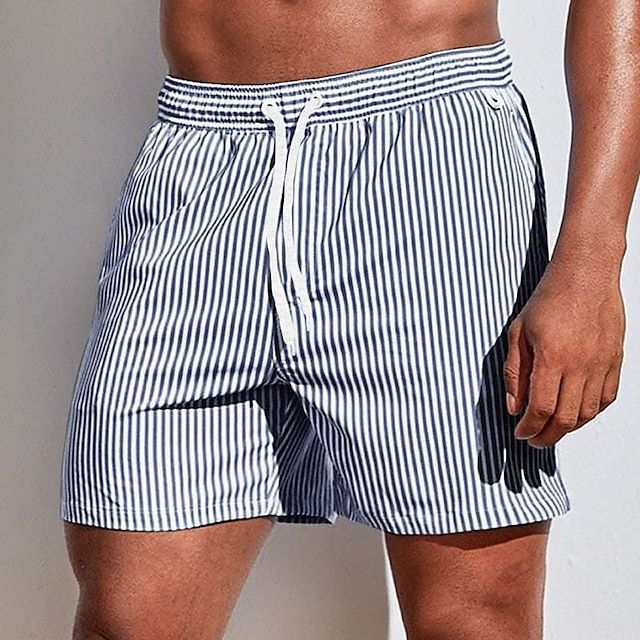 Men's Swimwear with Stripes and Drawstring Relax Casual Modern