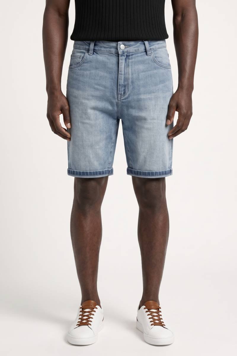 Da Uomo Shorts in Denim Orlo con Risvolto Taglio al Ginocchio Quotidiano