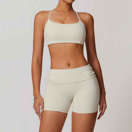 Da Donna Set Yoga con Spalline Shorts Vestibilità Modellante