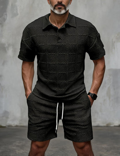 Da Uomo Set Outfit con Polo Testurizzata e Shorts