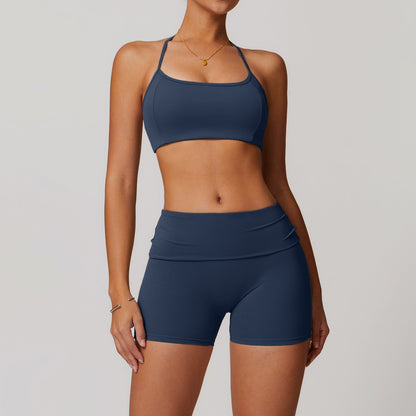 Da Donna Set Yoga con Spalline Shorts Vestibilità Modellante