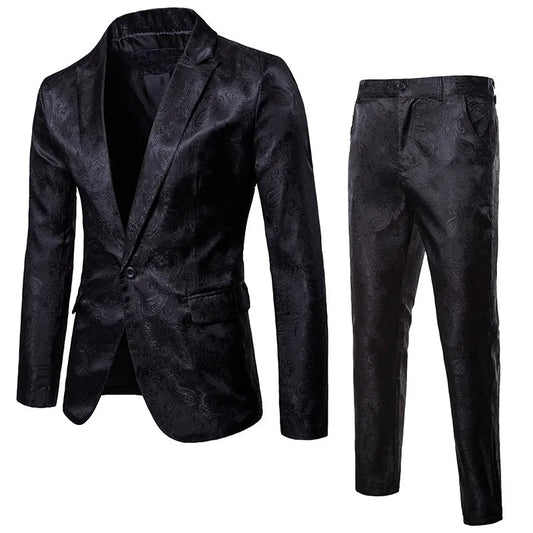 Da Uomo Completo Jacquard Slim Fit Eleganza Formale con Blazer e Pantaloni