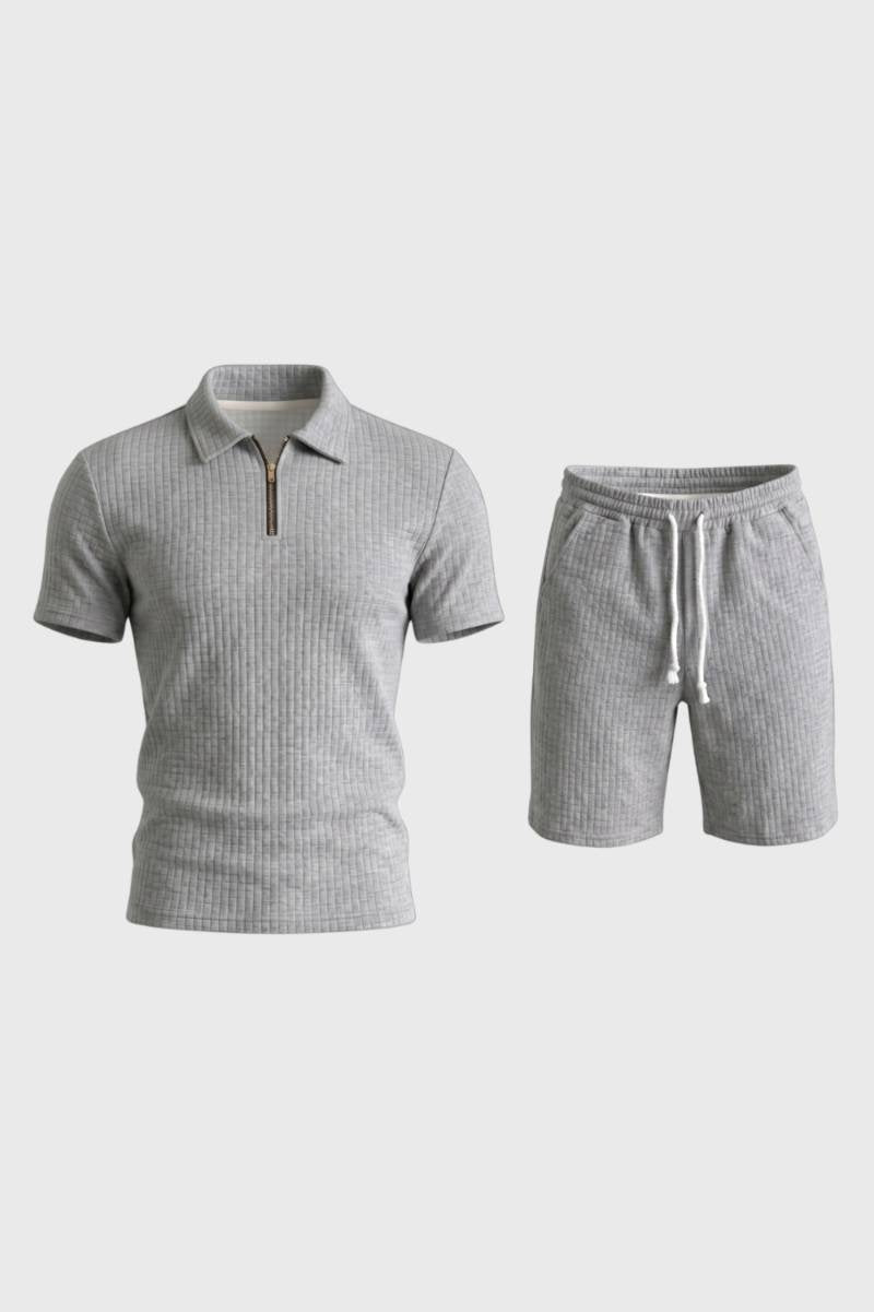 Da Uomo Set Outfit con Polo a Coste e Shorts