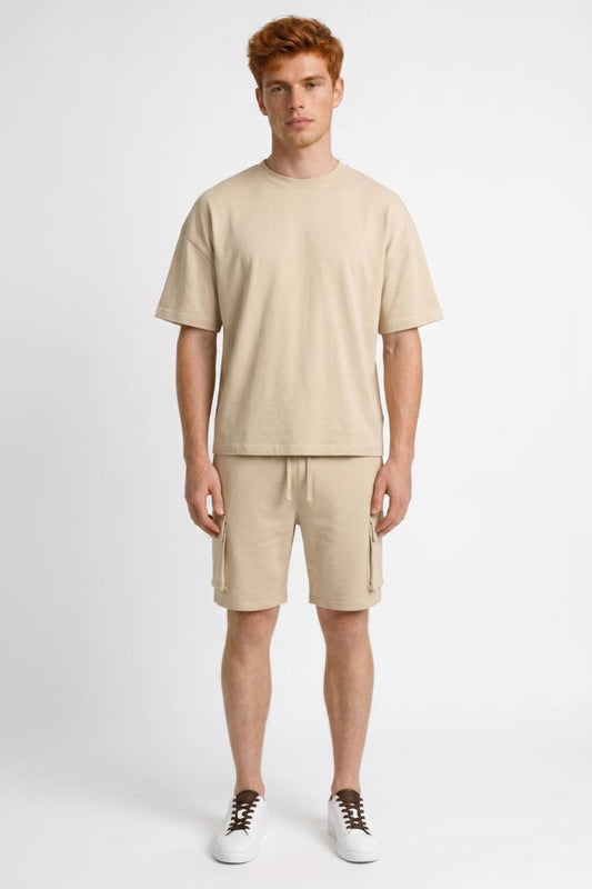 Da Uomo Set con T-Shirt Oversize e Shorts Cargo