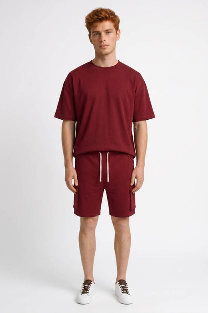 Da Uomo Set con T-Shirt Oversize e Shorts Cargo