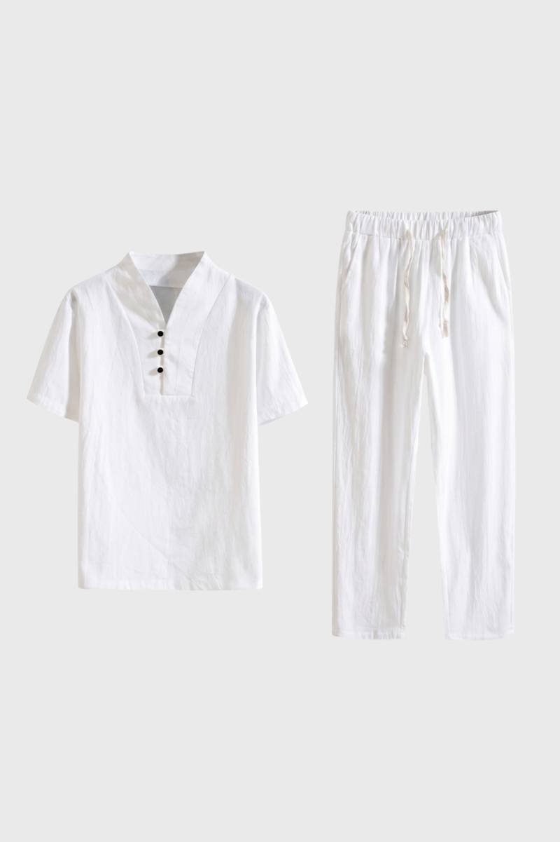 Da Uomo Set Outfit Camicia a Maniche Corte Pantaloni con Coulisse