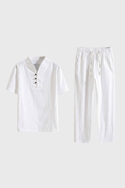 Da Uomo Set Outfit Camicia a Maniche Corte Pantaloni con Coulisse