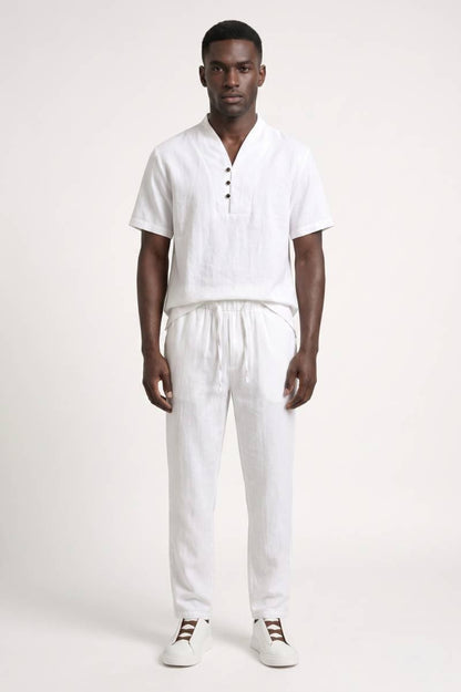 Da Uomo Set Outfit Camicia a Maniche Corte Pantaloni con Coulisse