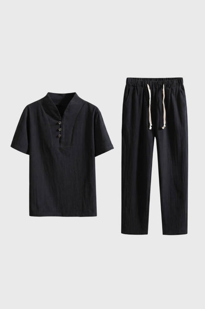 Da Uomo Set Outfit Camicia a Maniche Corte Pantaloni con Coulisse