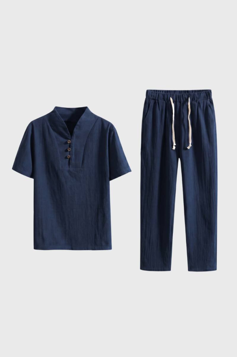 Da Uomo Set Outfit Camicia a Maniche Corte Pantaloni con Coulisse