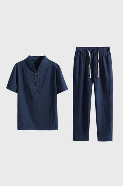 Da Uomo Set Outfit Camicia a Maniche Corte Pantaloni con Coulisse