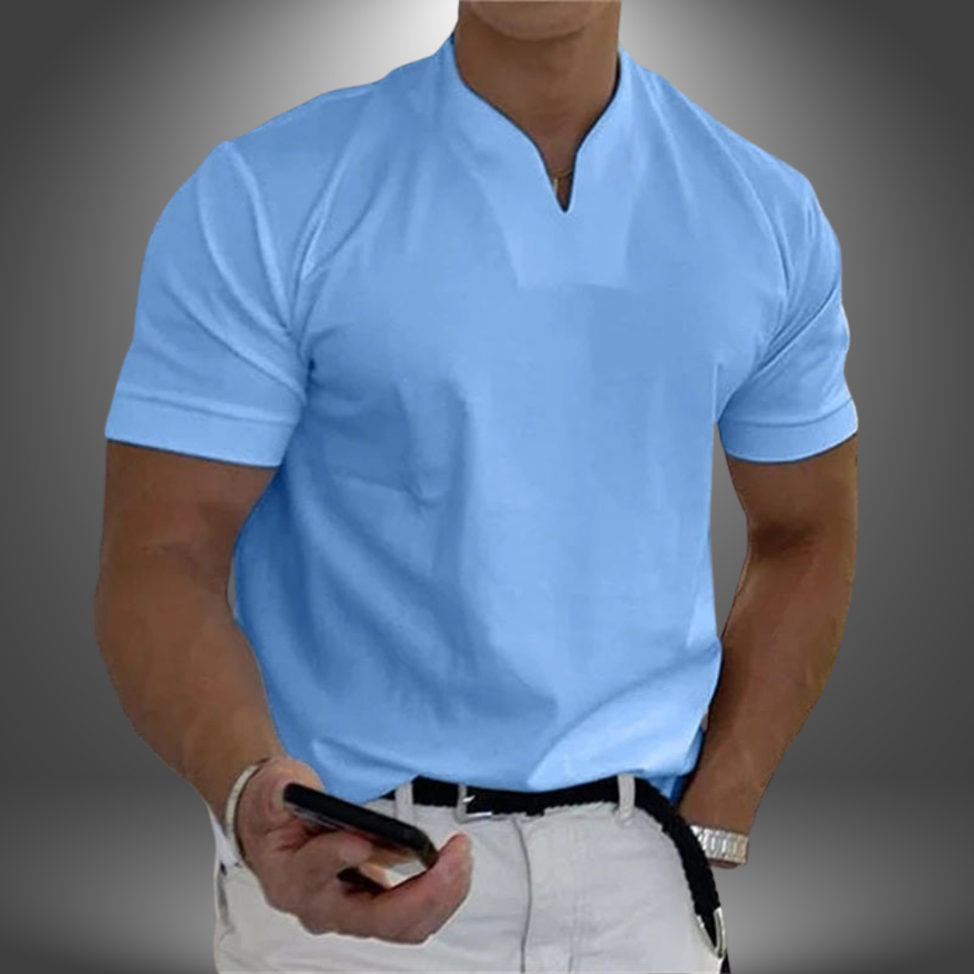 Da Uomo T-Shirt Scollo V Minimal Essenziale Relax Moderna