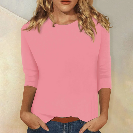 Da Donna Blusa Morbida a Maniche Tre Quarti con Scollo Tondo