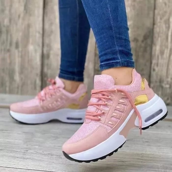 Da Donna Sneakers Stringate Suola Rialzata Casual Comode