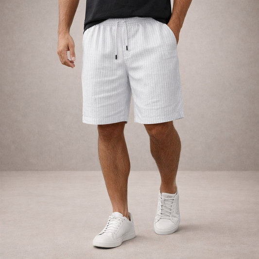 Da Uomo Bermuda Lino Coulisse Vestibilità Relax Moderna