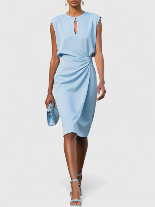 Da Donna Abito Midi Drappeggiato in Vita Eleganza Raffinata