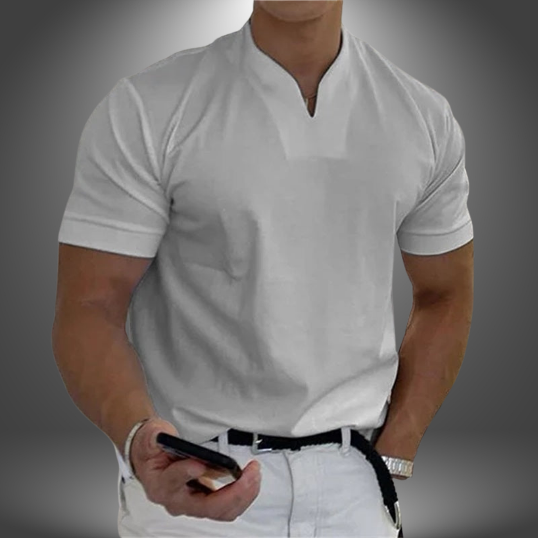 Da Uomo T-Shirt Scollo V Minimal Essenziale Relax Moderna