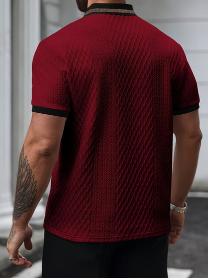 Da Uomo Polo Testurizzata Slim Fit Eleganza Smart Casual Estiva