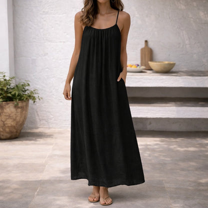 Women's Maxi Dress Adjustable Straps Loose Fit Relaxed Modern