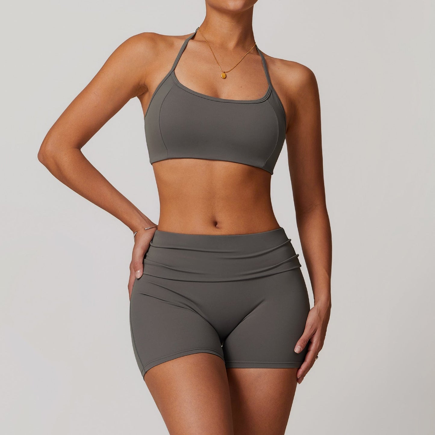 Da Donna Set Yoga con Spalline Shorts Vestibilità Modellante