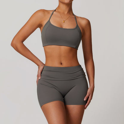 Da Donna Set Yoga con Spalline Shorts Vestibilità Modellante