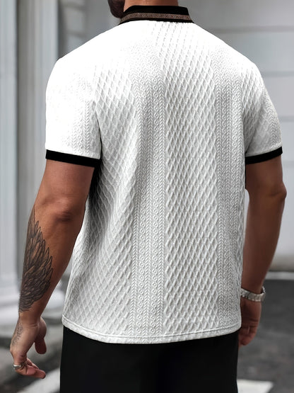Da Uomo Polo Testurizzata Slim Fit Eleganza Smart Casual Estiva
