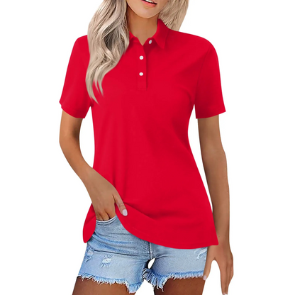 Da Donna Polo Classica Manica Corta Stile Minimal Smart Casual Quotidiano