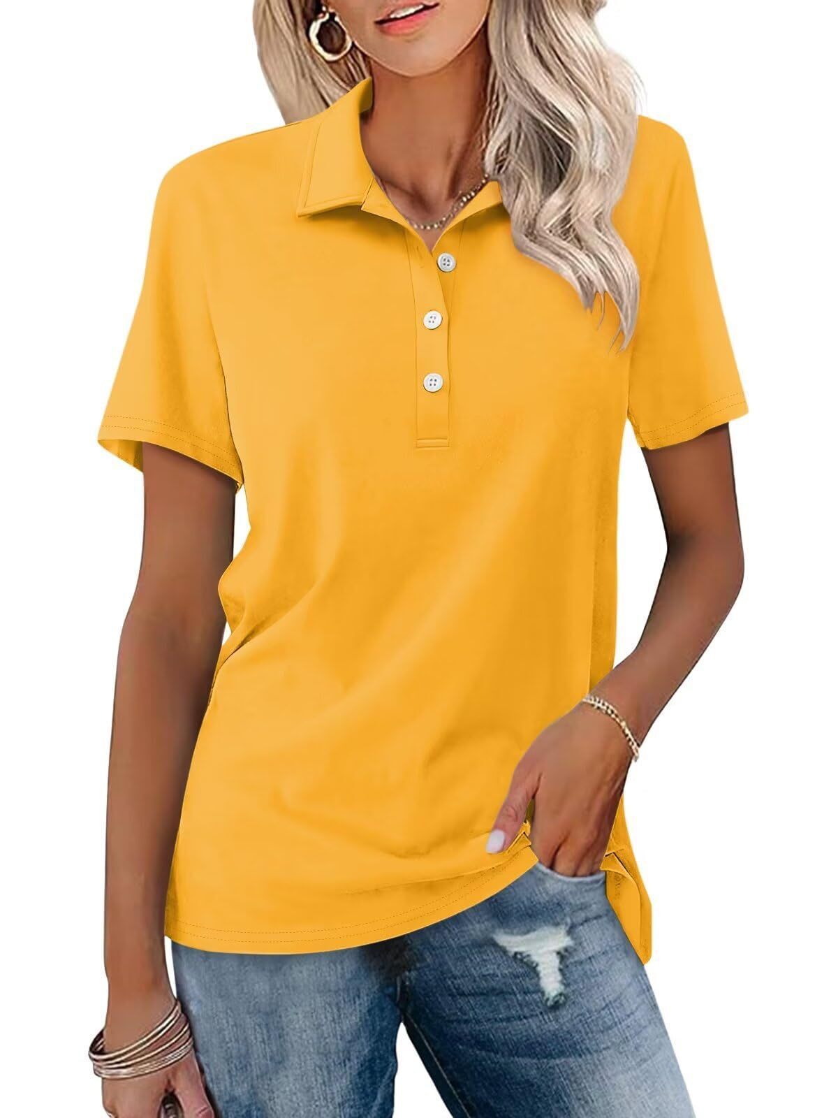 Da Donna Polo Classica Manica Corta Stile Minimal Smart Casual Quotidiano