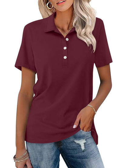 Da Donna Polo Classica Manica Corta Stile Minimal Smart Casual Quotidiano