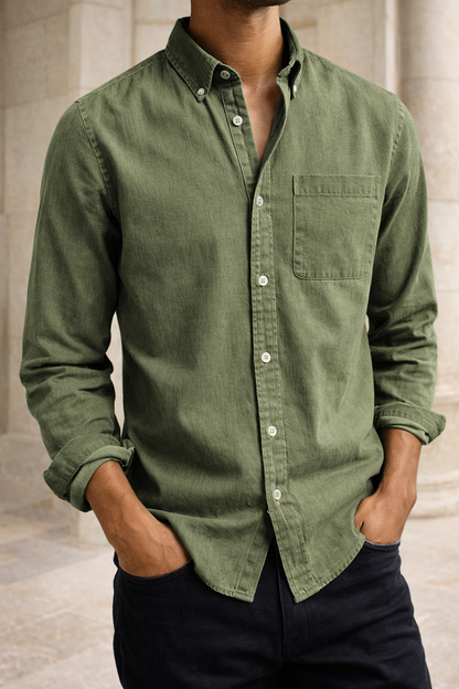 Men's Cotton Button-Down Shirt in Smart Casual Style