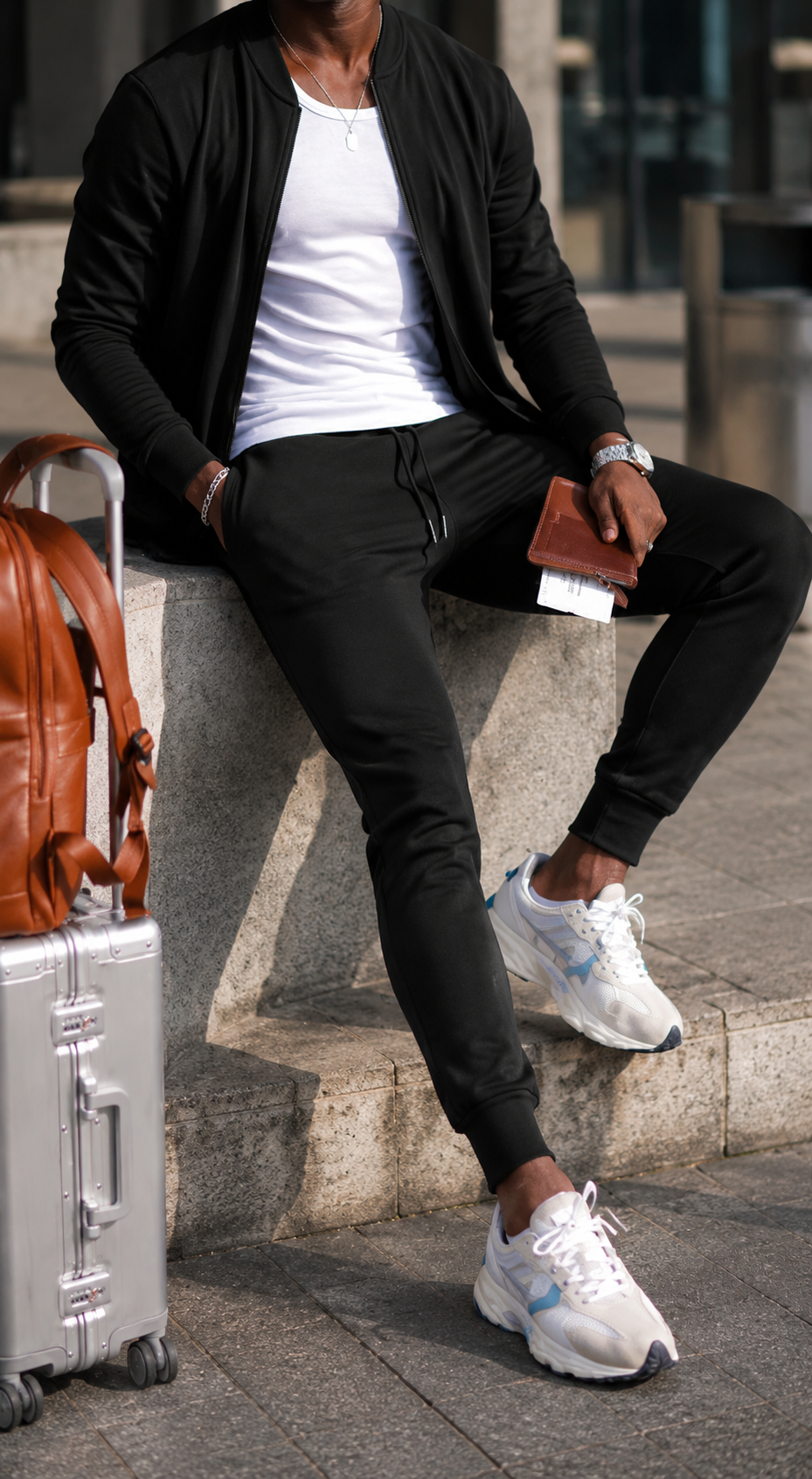 Da Uomo Completo Tuta Leggera da Viaggio con Giacca Zip e Jogger Casual