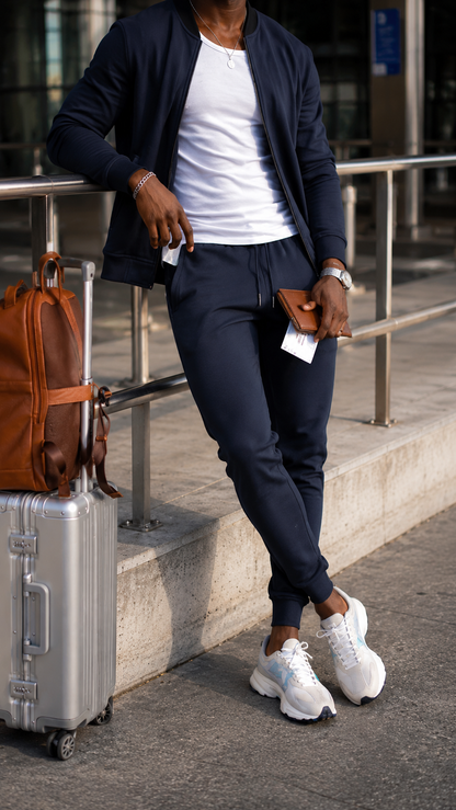Da Uomo Completo Tuta Leggera da Viaggio con Giacca Zip e Jogger Casual