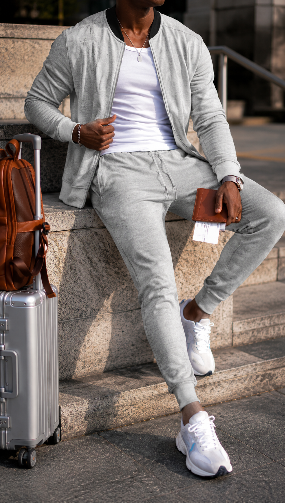 Da Uomo Completo Tuta Leggera da Viaggio con Giacca Zip e Jogger Casual