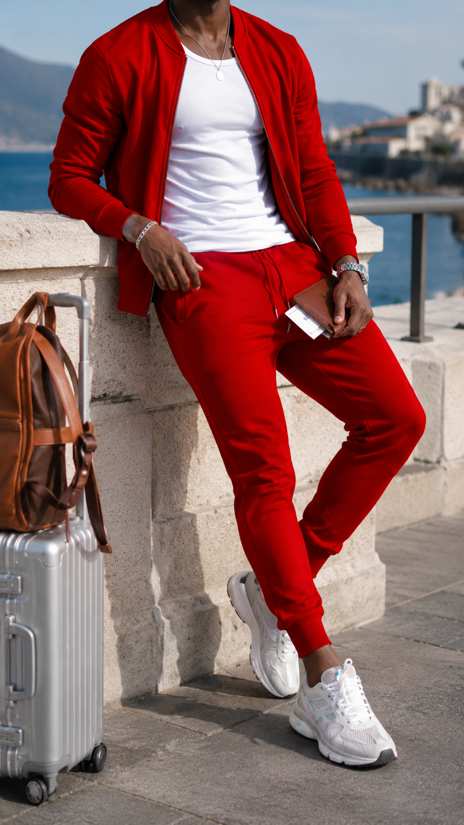 Da Uomo Completo Tuta Leggera da Viaggio con Giacca Zip e Jogger Casual