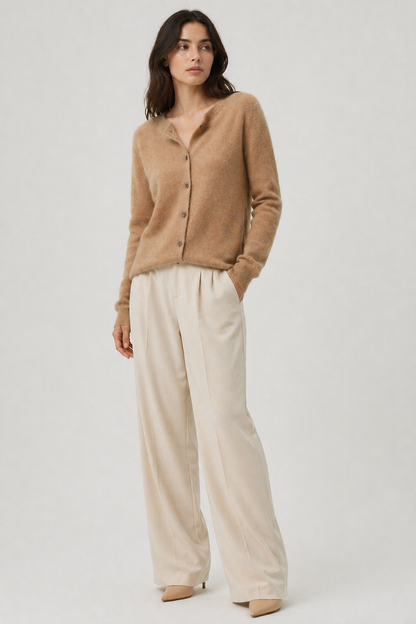 Da Donna Cardigan Maglia Fine Bottoni Collo Tondo Elegante
