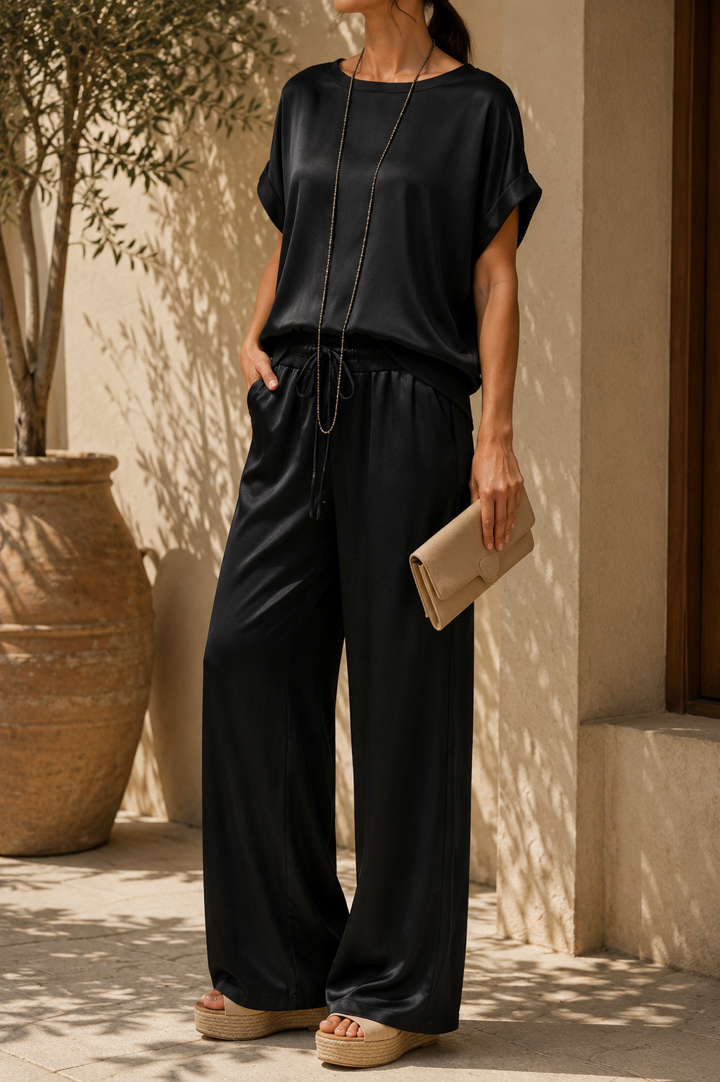 Da Donna Completo Relax con Pantaloni Ampi Coulisse