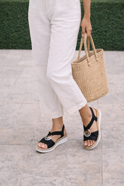 Da Donna Sandali con Zeppa e Anelli Decorativi
