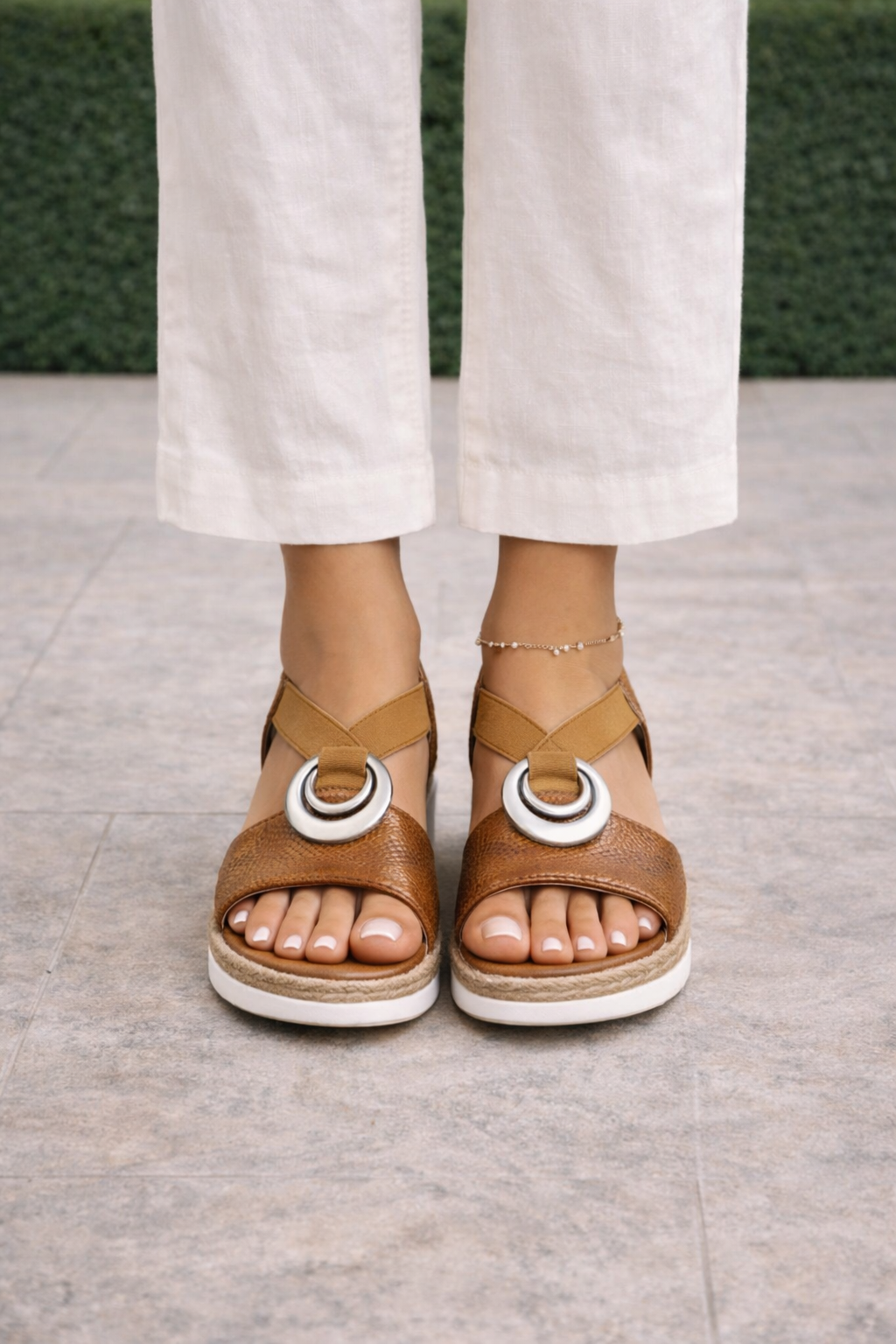 Da Donna Sandali con Zeppa e Anelli Decorativi