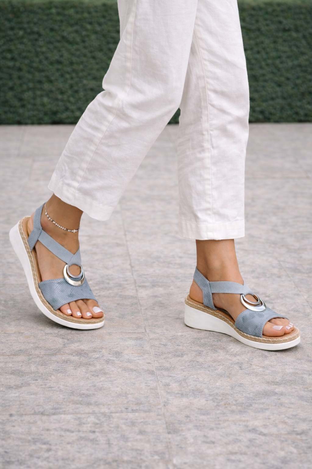 Da Donna Sandali con Zeppa e Anelli Decorativi