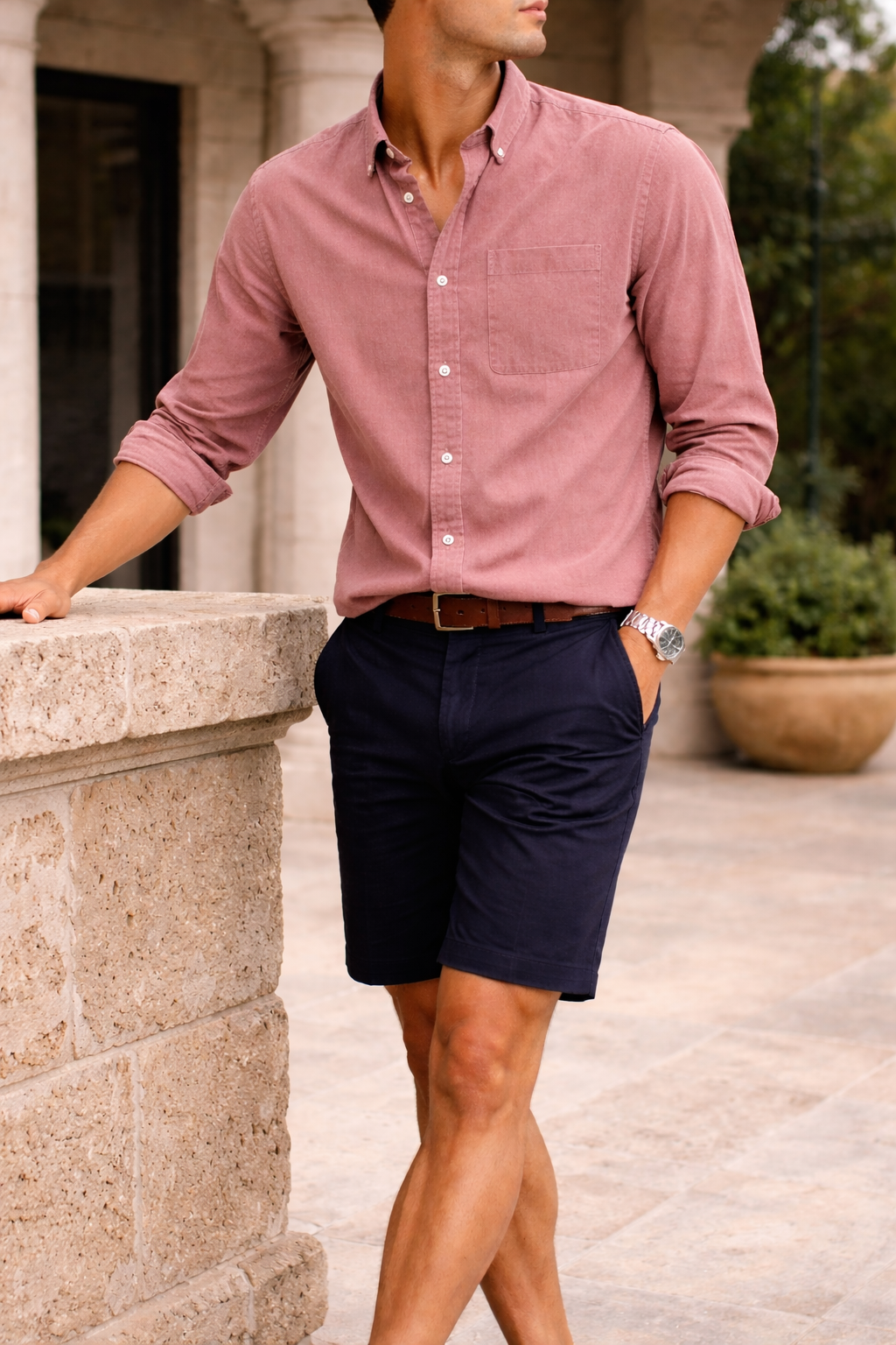 Men's Cotton Button-Down Shirt in Smart Casual Style