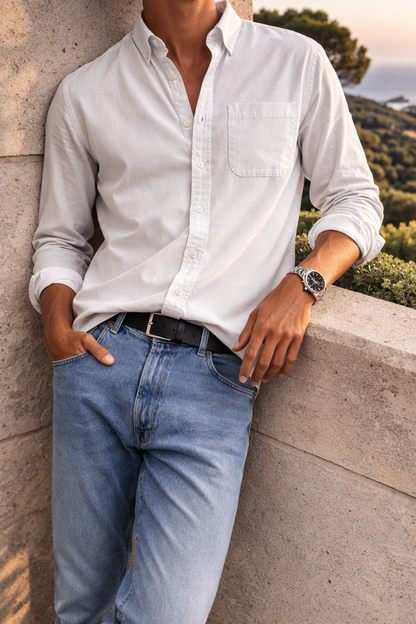 Men's Cotton Button-Down Shirt in Smart Casual Style