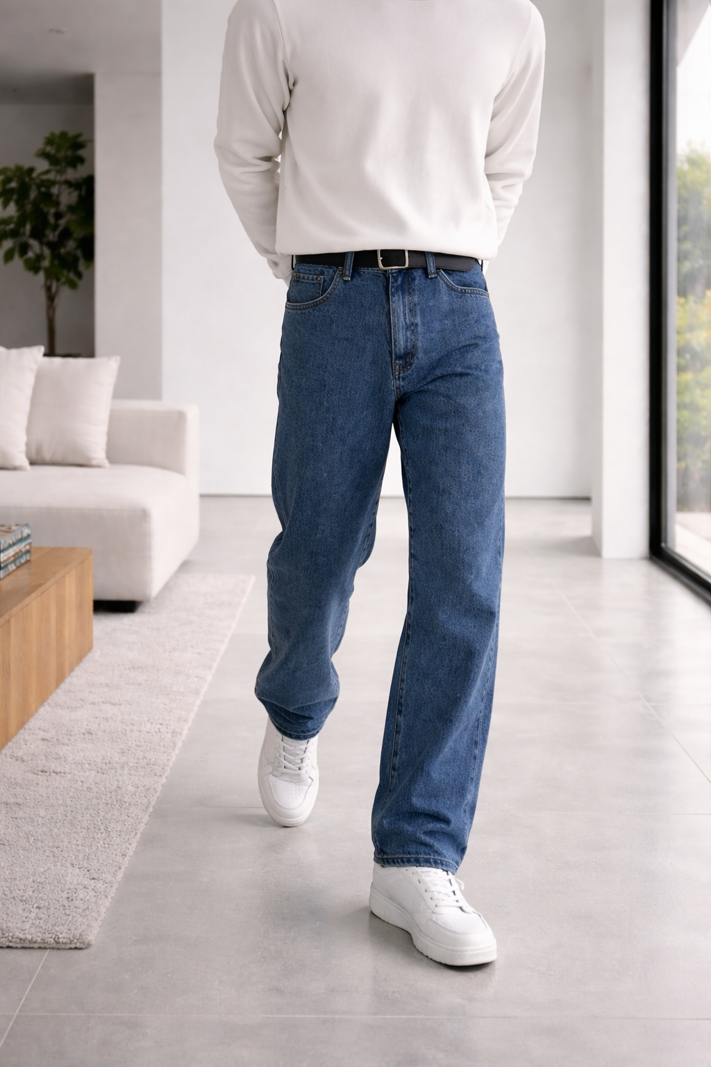 Da Uomo Jeans in Denim a Gamba Dritta dallo Stile Casual Quotidiano