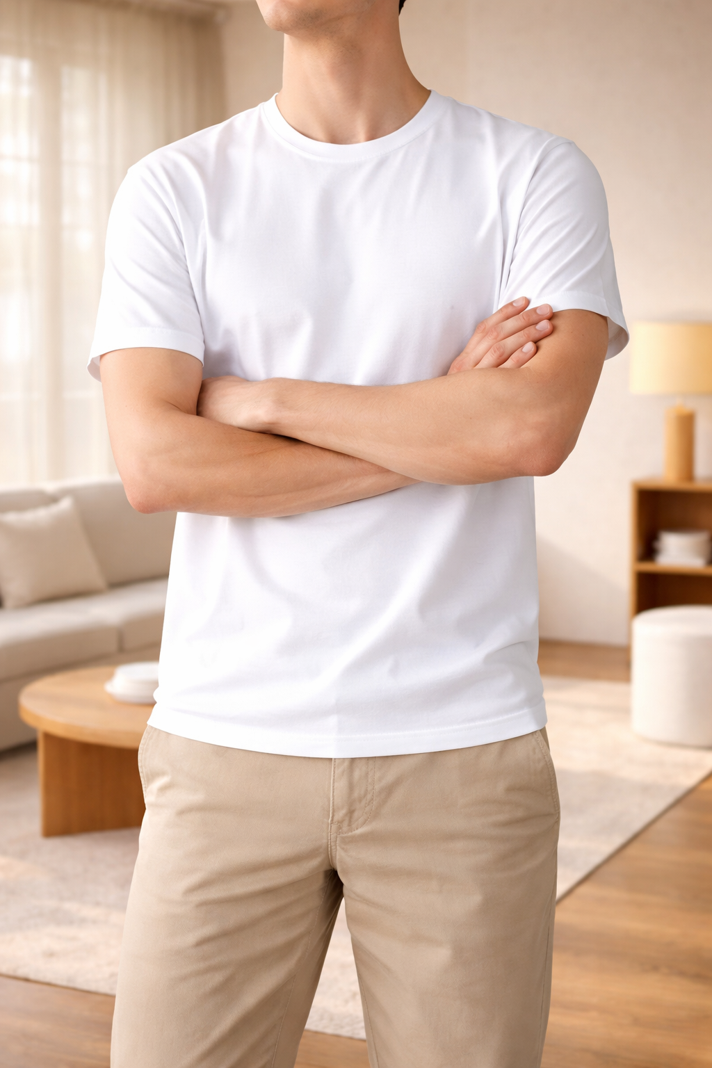 Da Uomo T-Shirt in Cotone con Girocollo e Maniche Corte Casual